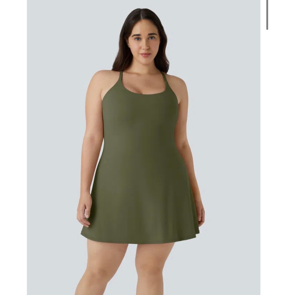 Halara SoftlyZero Active Dress Easy Peezy Edition Grey Green Size 2X